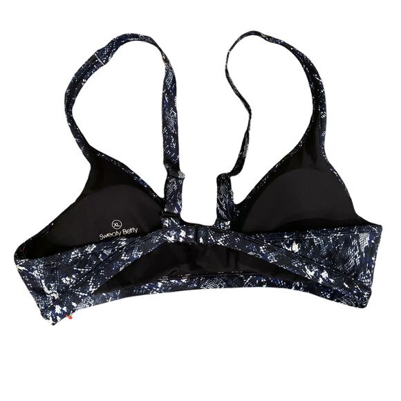 SWEATY BETTY Retro Bikini Top In Blue Snake Print Size XL - Picture 3 of 5